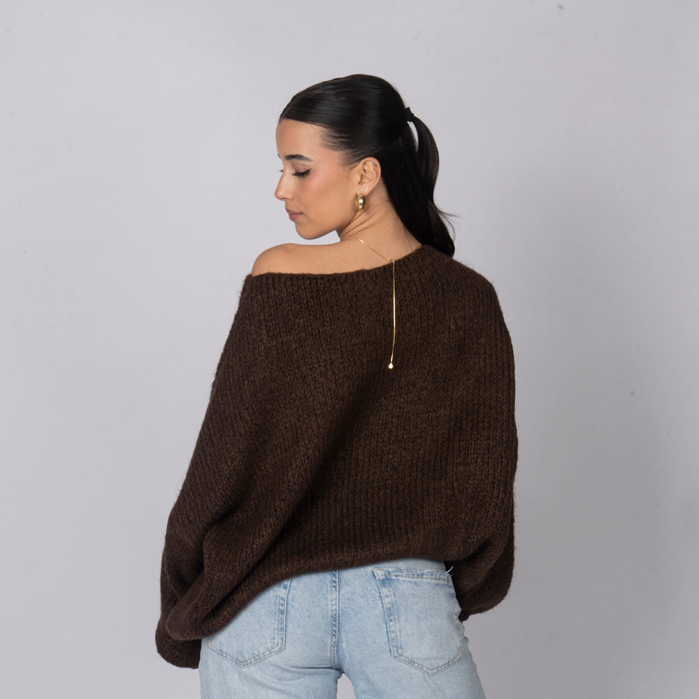Pull décontracté à épaules dénudées