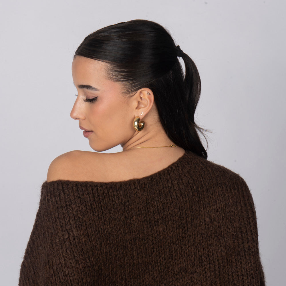 Pull décontracté à épaules dénudées