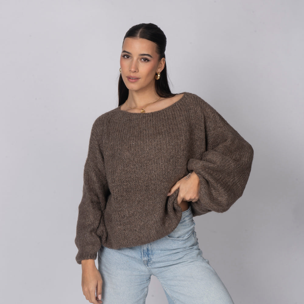 Pull décontracté à épaules dénudées