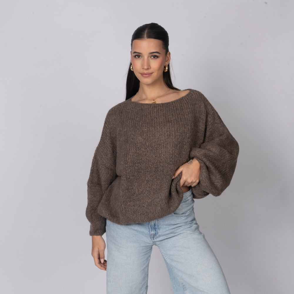 Pull décontracté à épaules dénudées