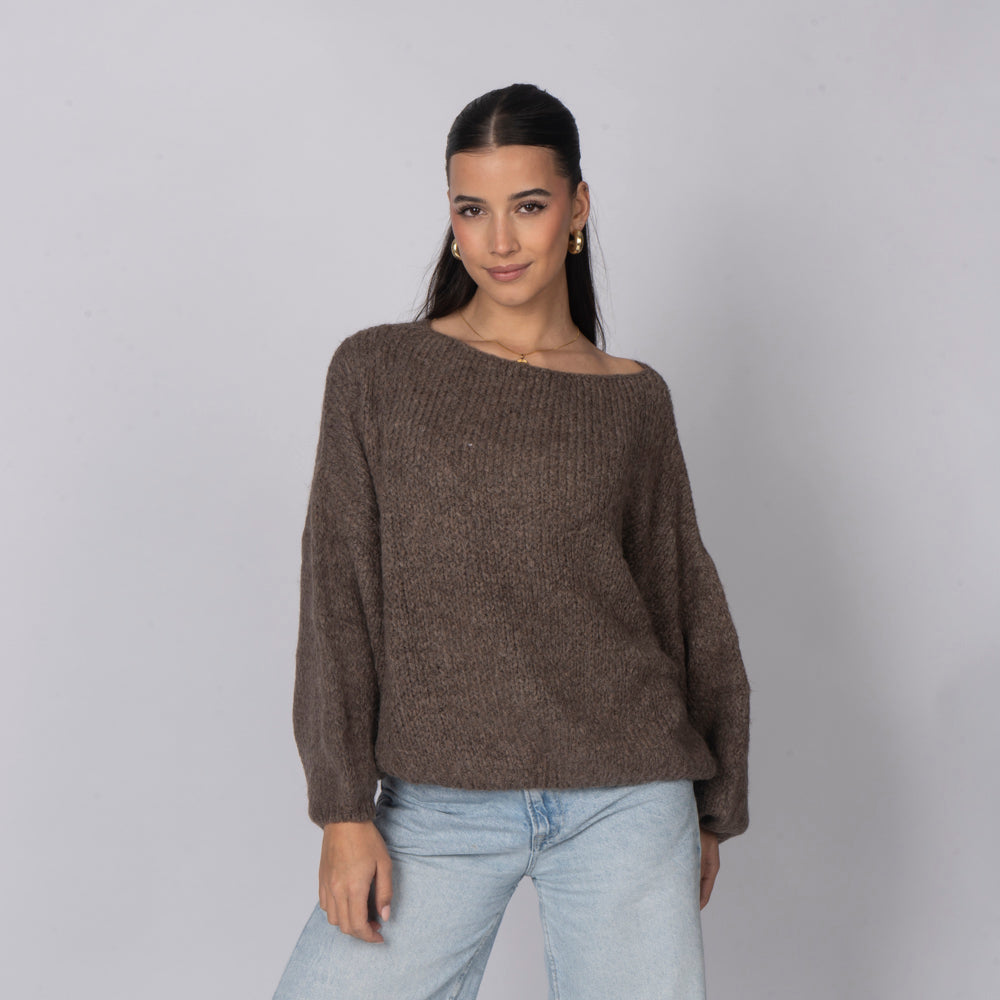 Pull décontracté à épaules dénudées