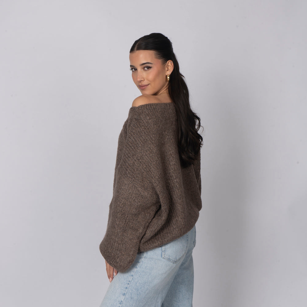 Pull décontracté à épaules dénudées