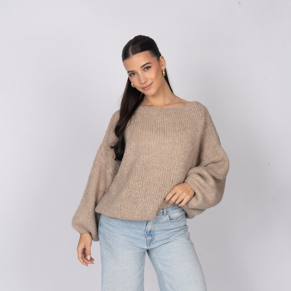 Pull décontracté à épaules dénudées