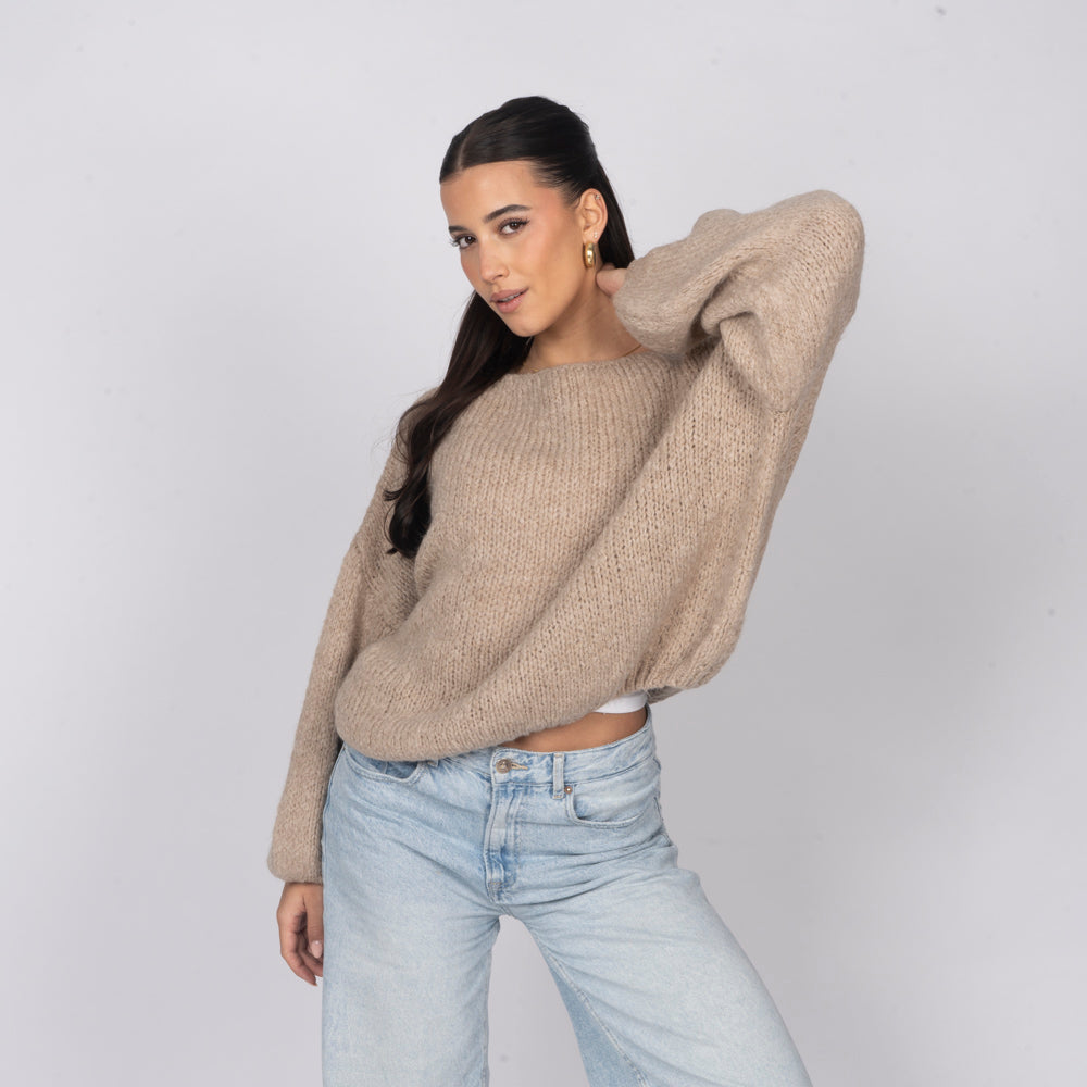 Pull décontracté à épaules dénudées