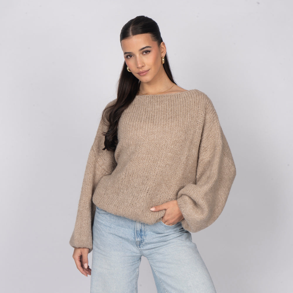 Pull décontracté à épaules dénudées