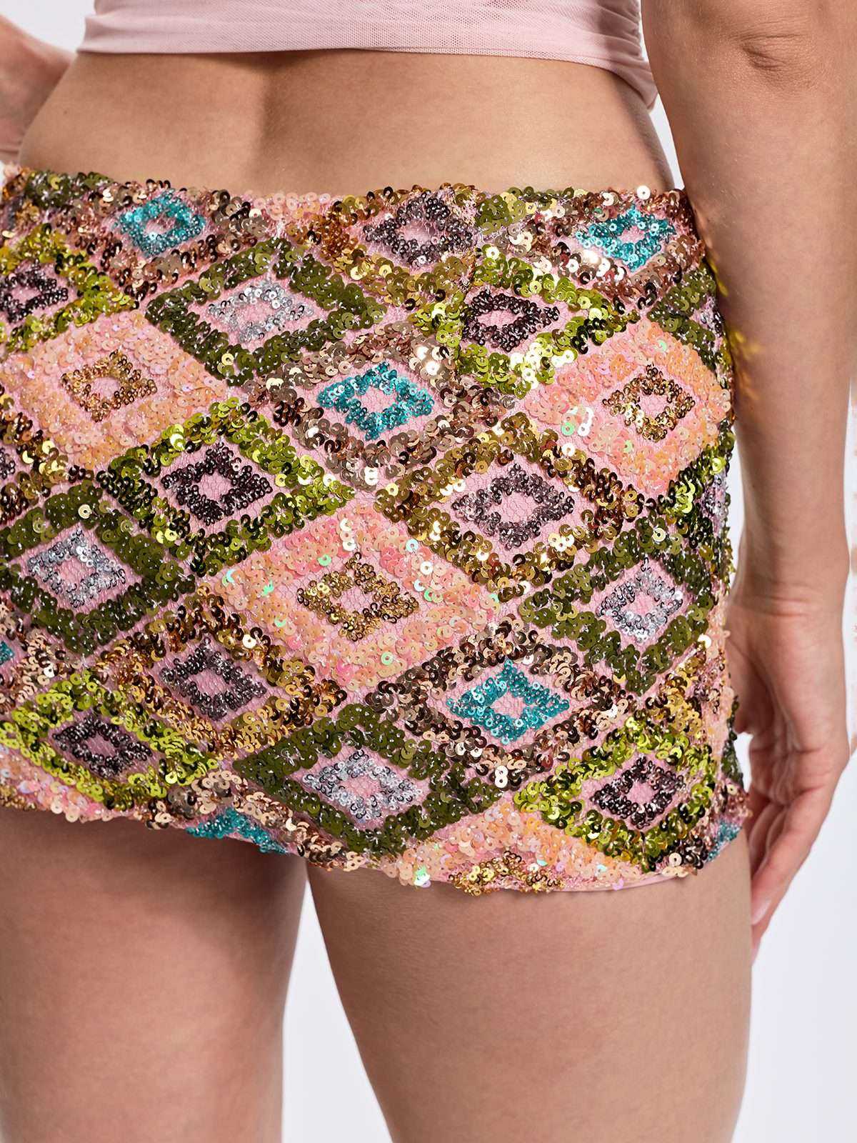 Jupe Fayre scintillante à sequins et motif argyle
