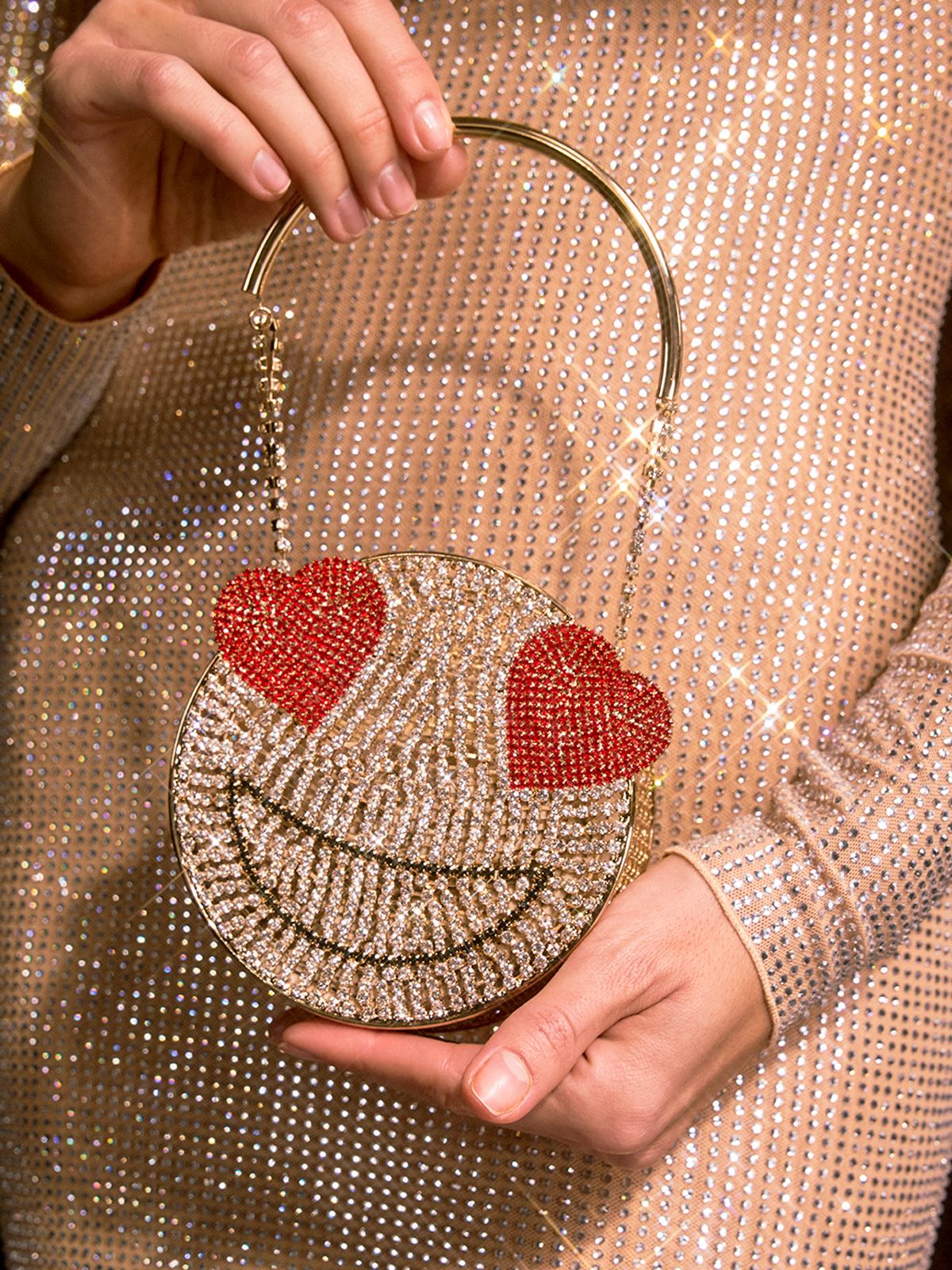 Sac à main Fylorae scintillant avec strass en forme de sourire