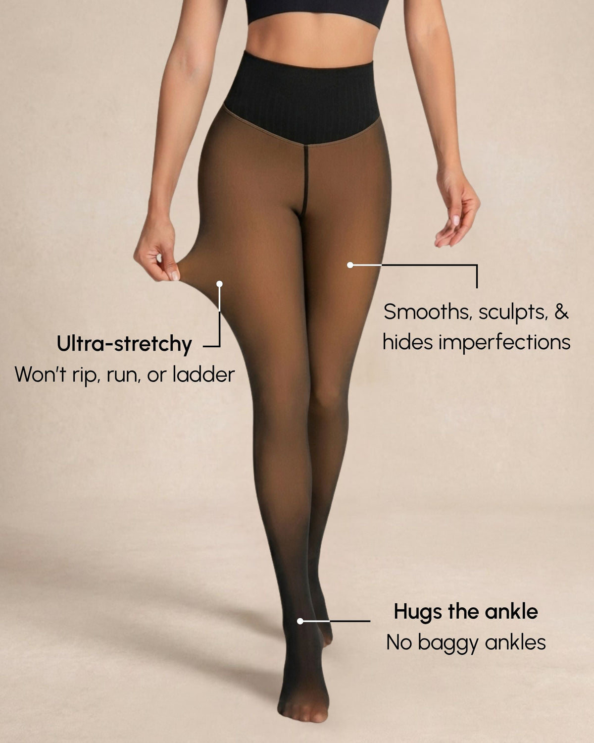 Collants effet transparent doublés en polaire pour un style douillet et sans effort
