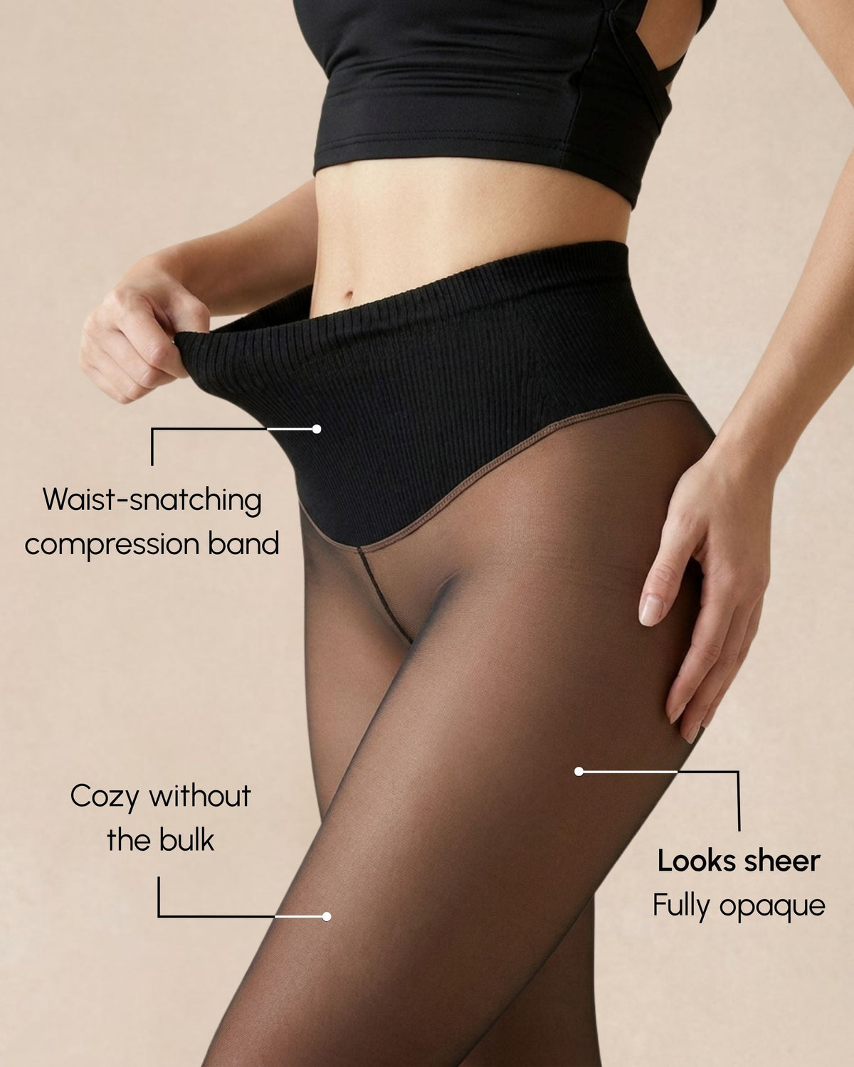 Collants effet transparent doublés en polaire pour un style douillet et sans effort
