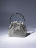 Sac seau Mattea argenté orné de cristaux