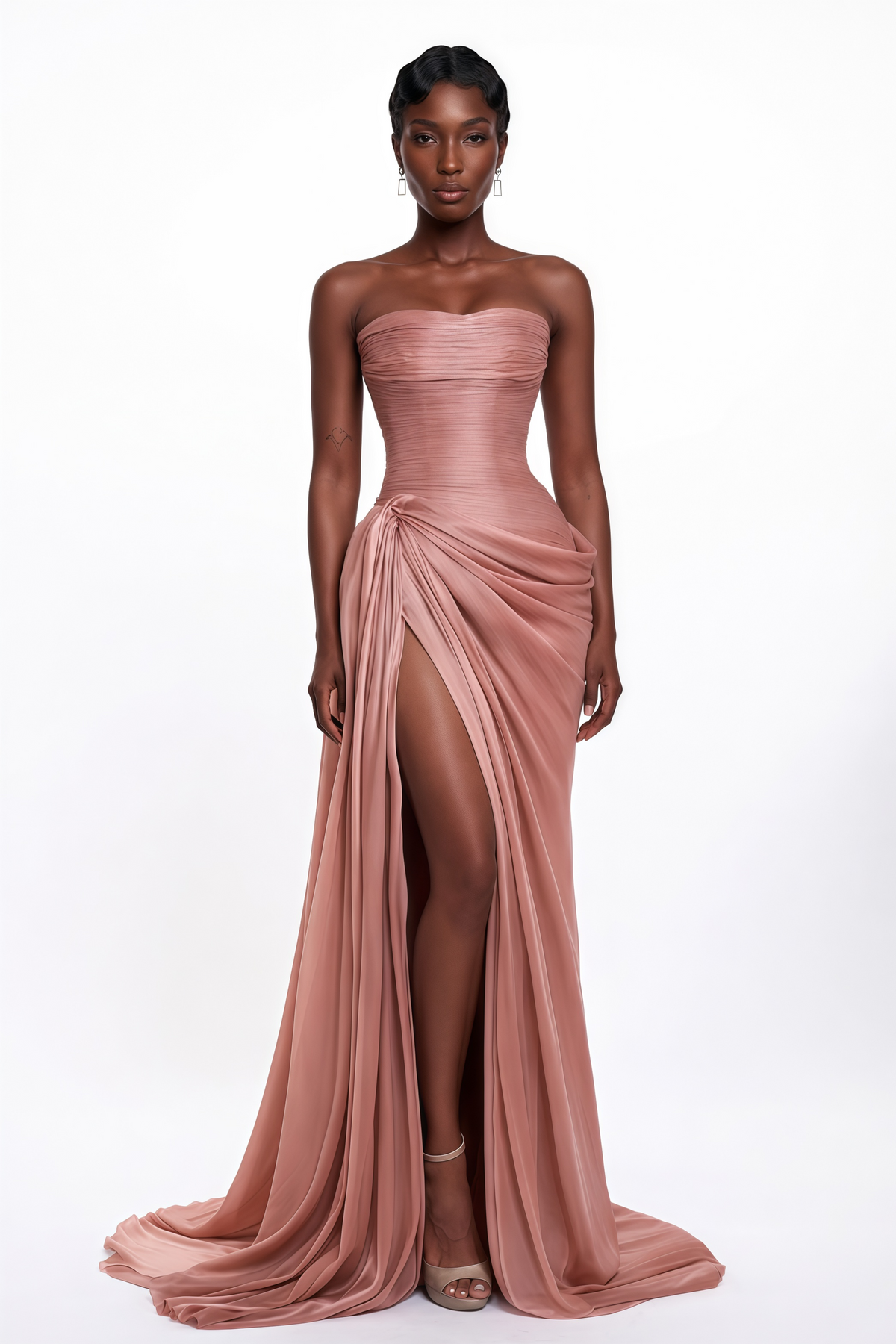 Alix  Robe maxi asymétrique froncée, rose
