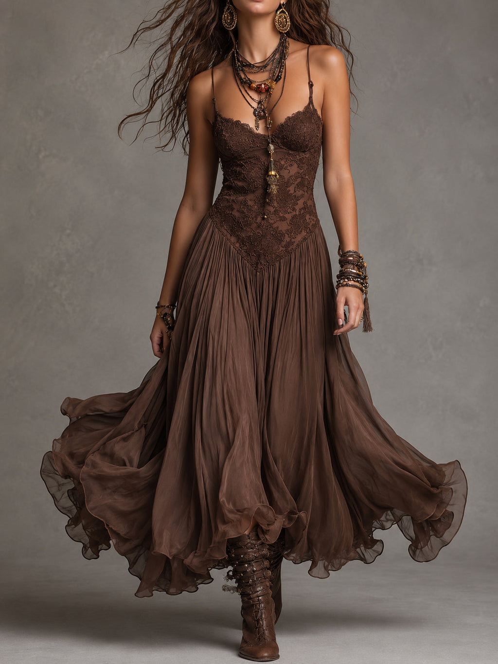 Aurore Robe Cacao Romance
