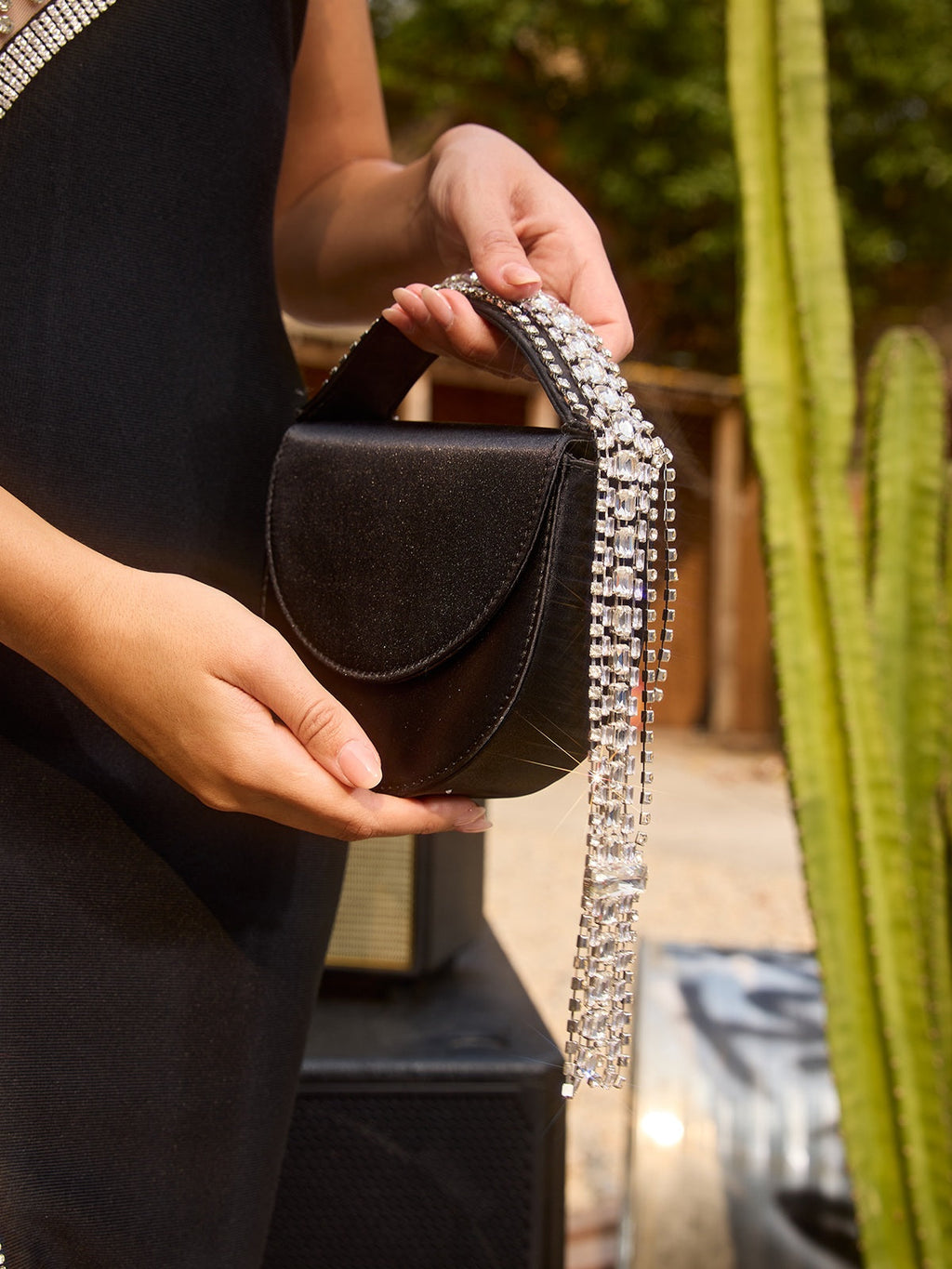 Yelmar Sac à bandoulière glamour à franges et strass