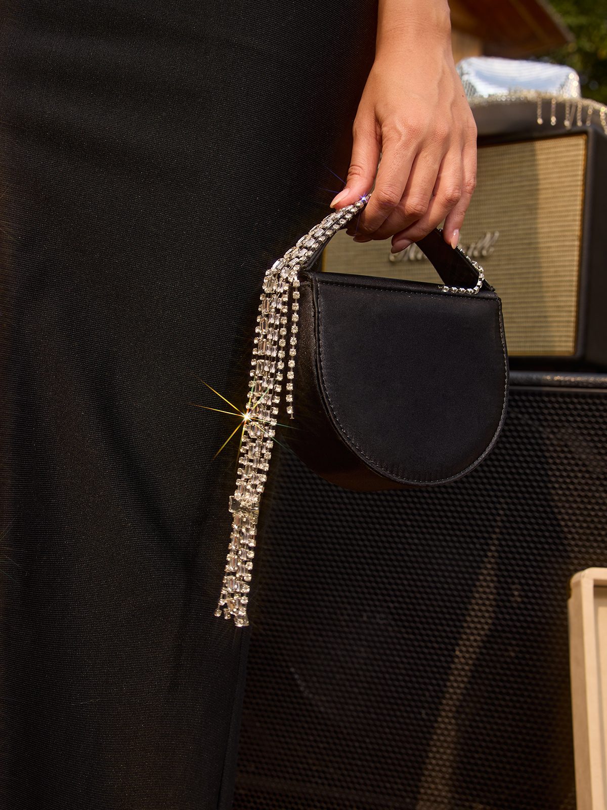 Yelmar Sac à bandoulière glamour à franges et strass