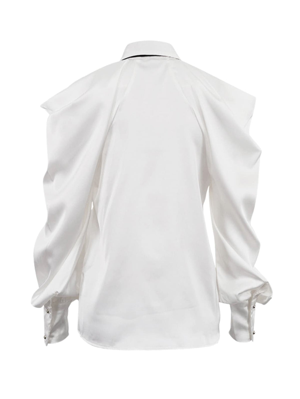Chemise satinée Yvara avec col plissé élégant et détail à nouer