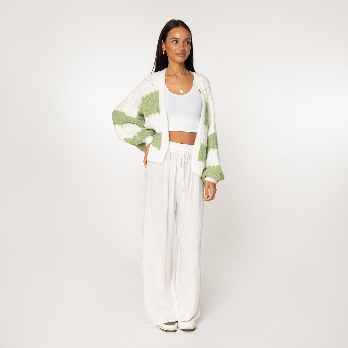 Cardigan oversize à rayures audacieuses