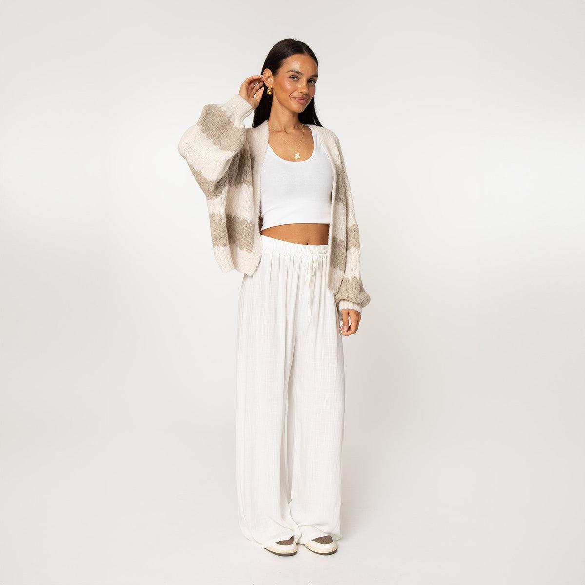 Cardigan oversize à rayures audacieuses