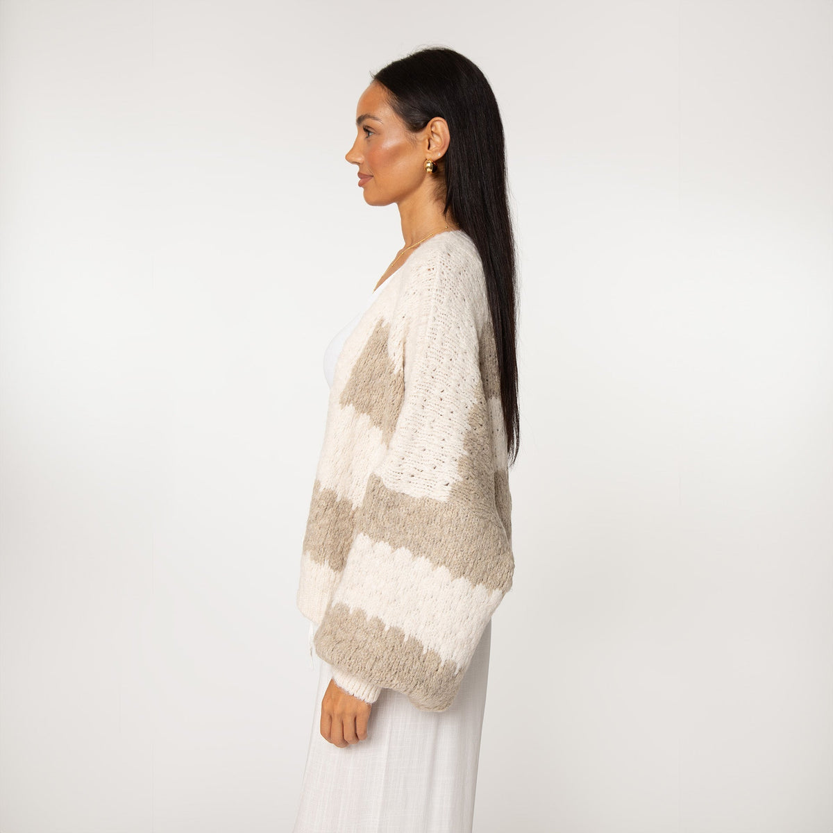 Cardigan oversize à rayures audacieuses