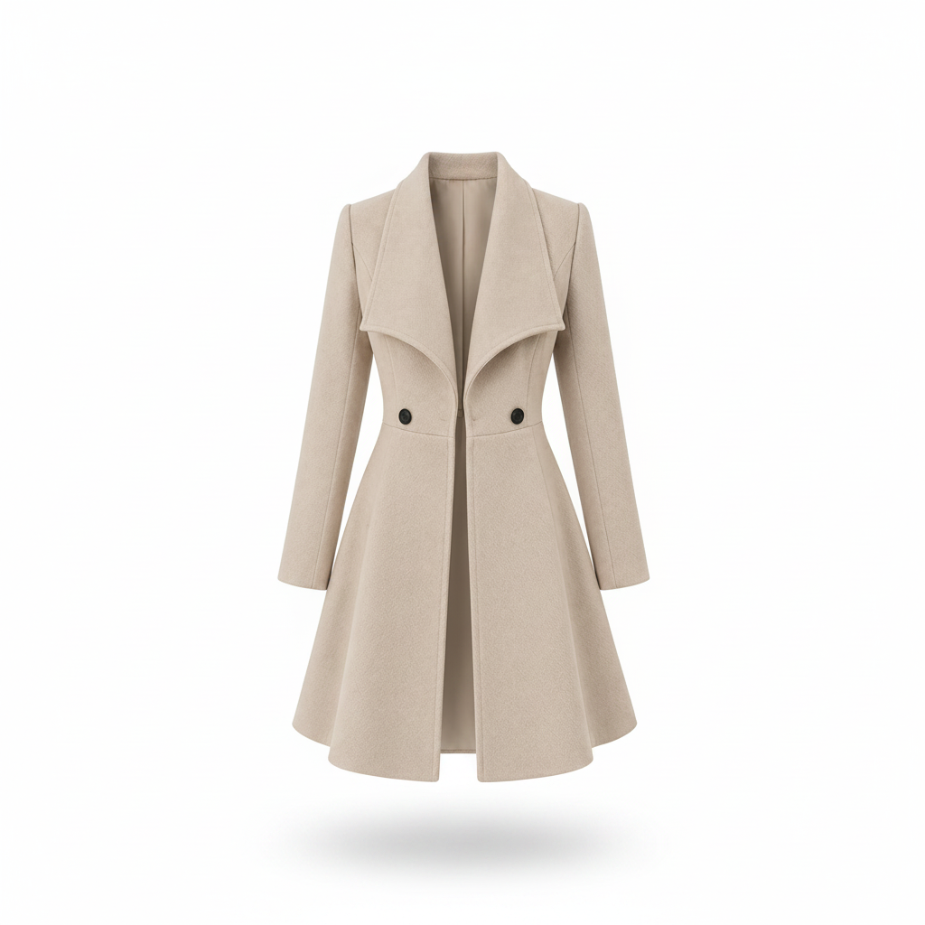 Manteau Aurora beige sobre fondo blanco