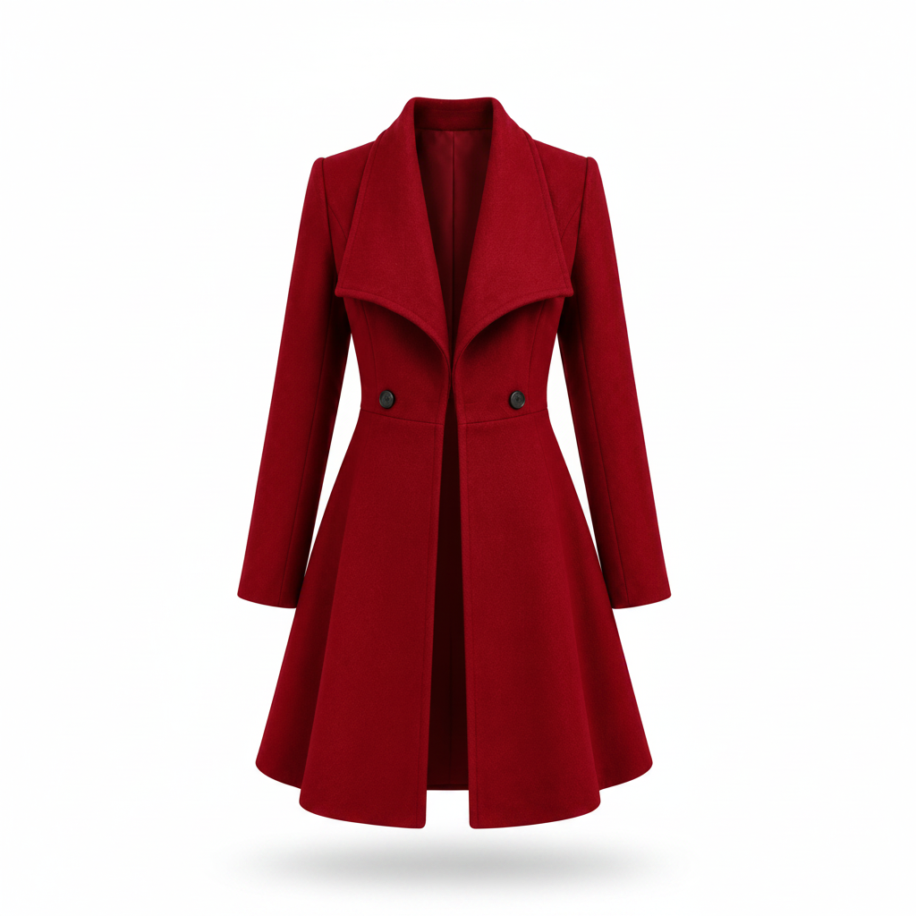 Manteau Aurora rojo sobre fondo blanco