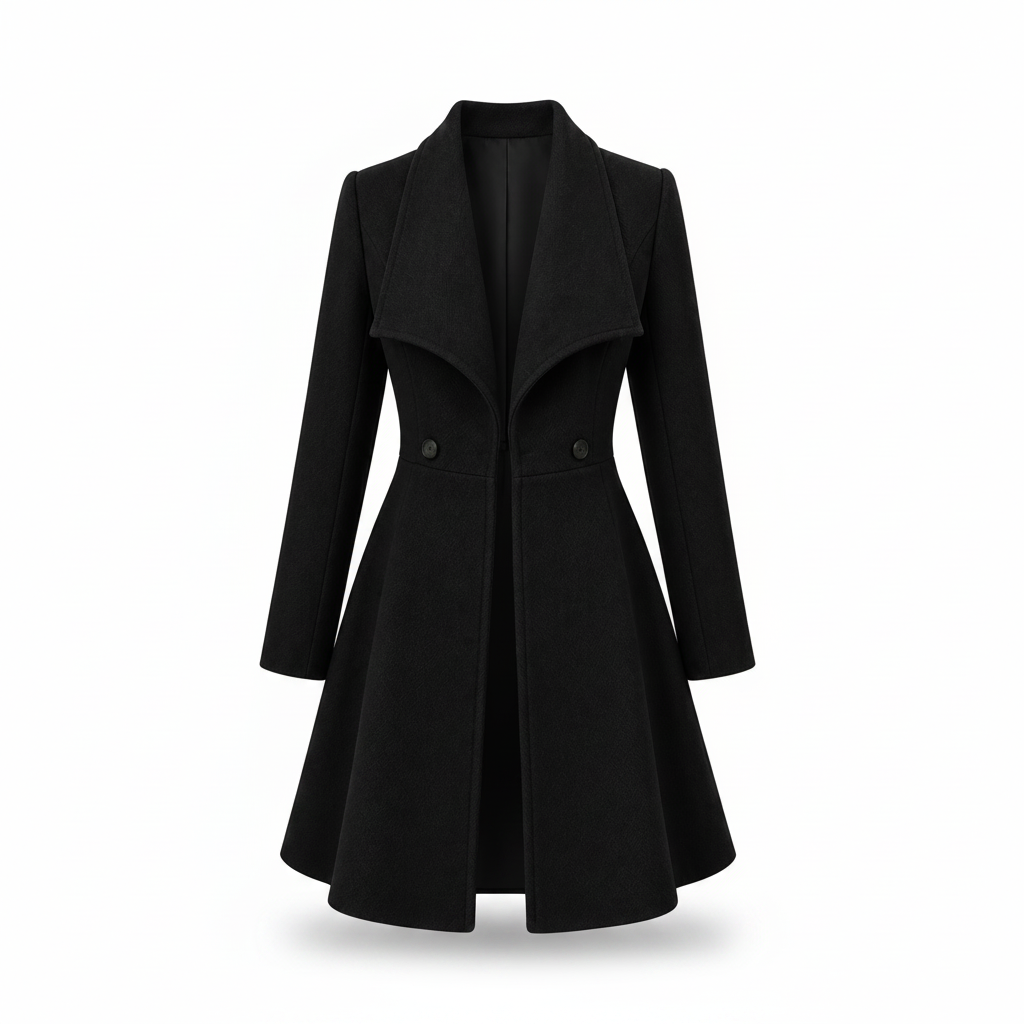 Manteau Aurora negro sobre fondo blanco
