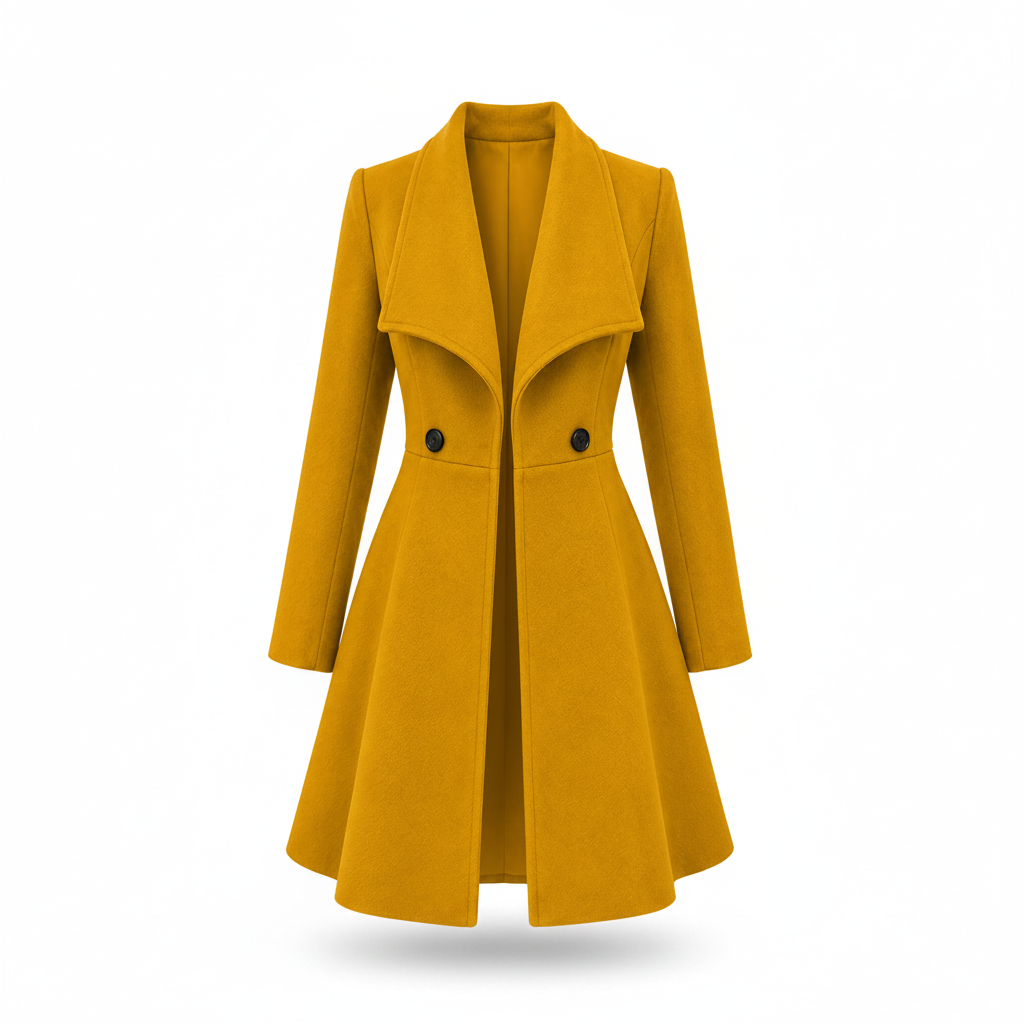 Manteau Aurora amarillo sobre fondo blanco