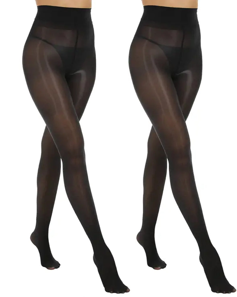 Lot de 2 collants transparents taille haute, soyeux et brillants