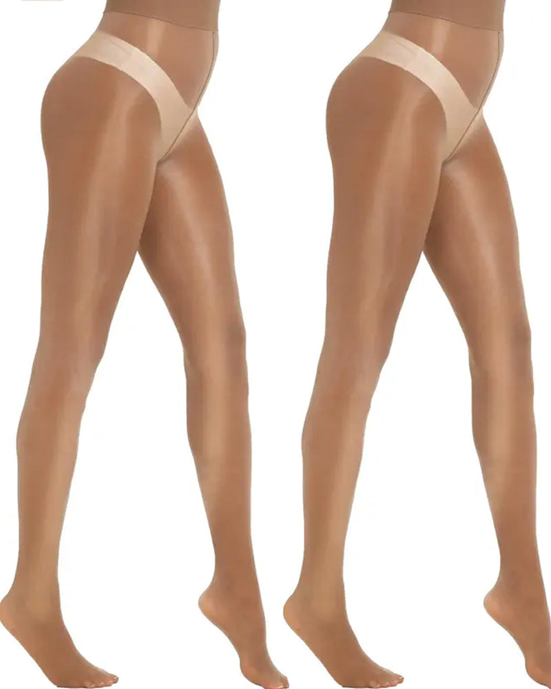 Lot de 2 collants transparents taille haute, soyeux et brillants