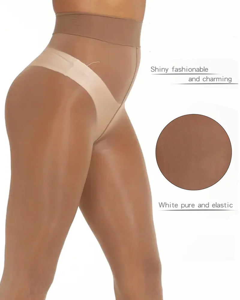 Lot de 2 collants transparents taille haute, soyeux et brillants