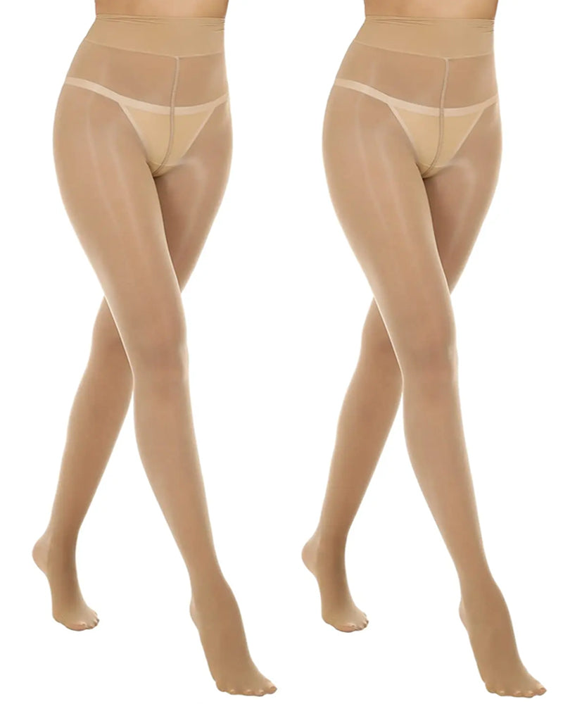Lot de 2 collants transparents taille haute, soyeux et brillants