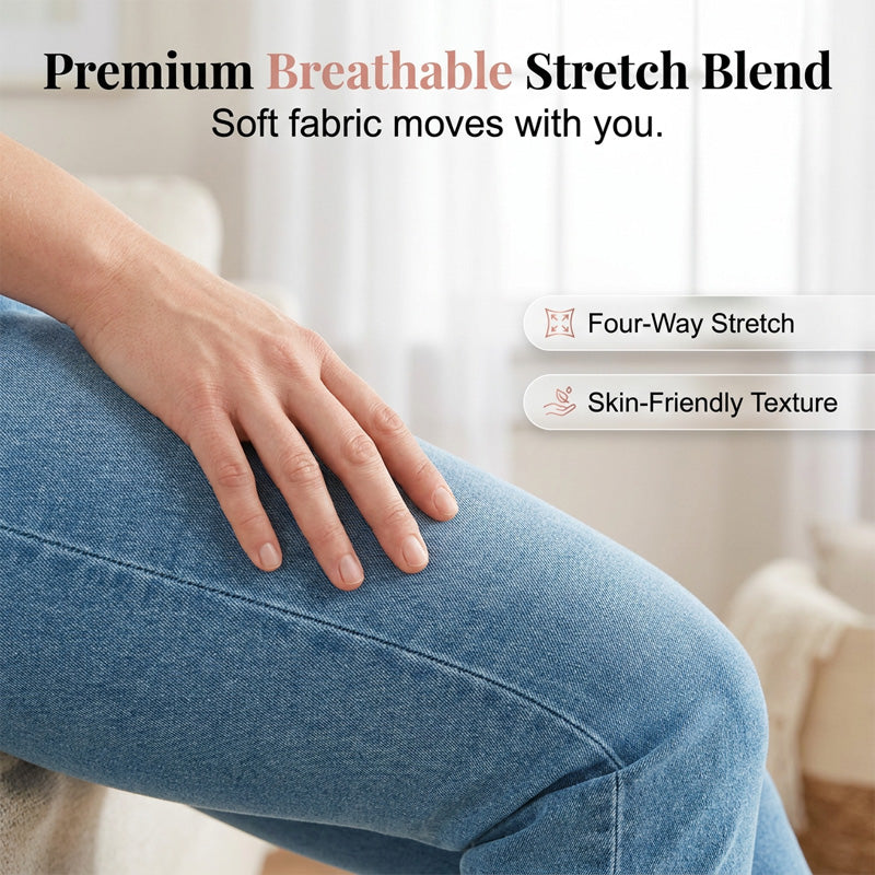 Jean capri stretch pour femme – Pantalon court slim confortable
