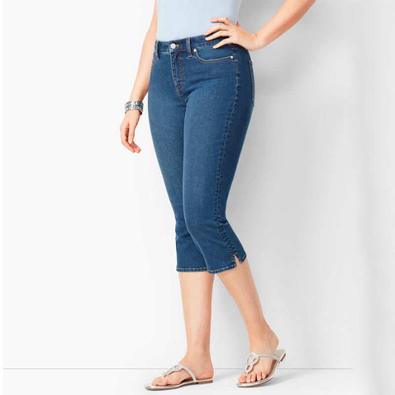 Jean capri stretch pour femme – Pantalon court slim confortable