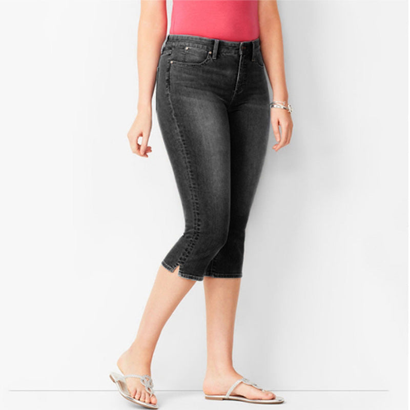 Jean capri stretch pour femme – Pantalon court slim confortable