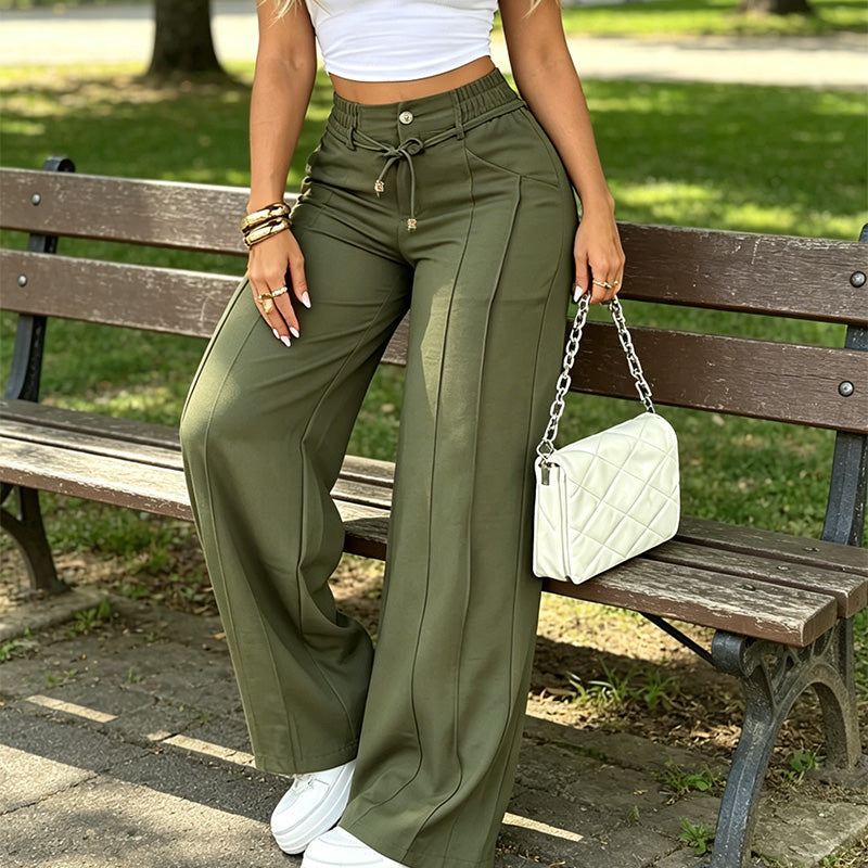 👖 OFFRE À DURÉE LIMITÉE : -50 % ! 💥 Pantalon droit taille haute pour femme avec couture sur le devant et dos élastiqué – Élégant, confortable et polyvalent ✨