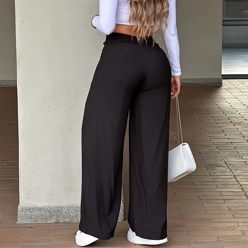 👖 OFFRE À DURÉE LIMITÉE : -50 % ! 💥 Pantalon droit taille haute pour femme avec couture sur le devant et dos élastiqué – Élégant, confortable et polyvalent ✨