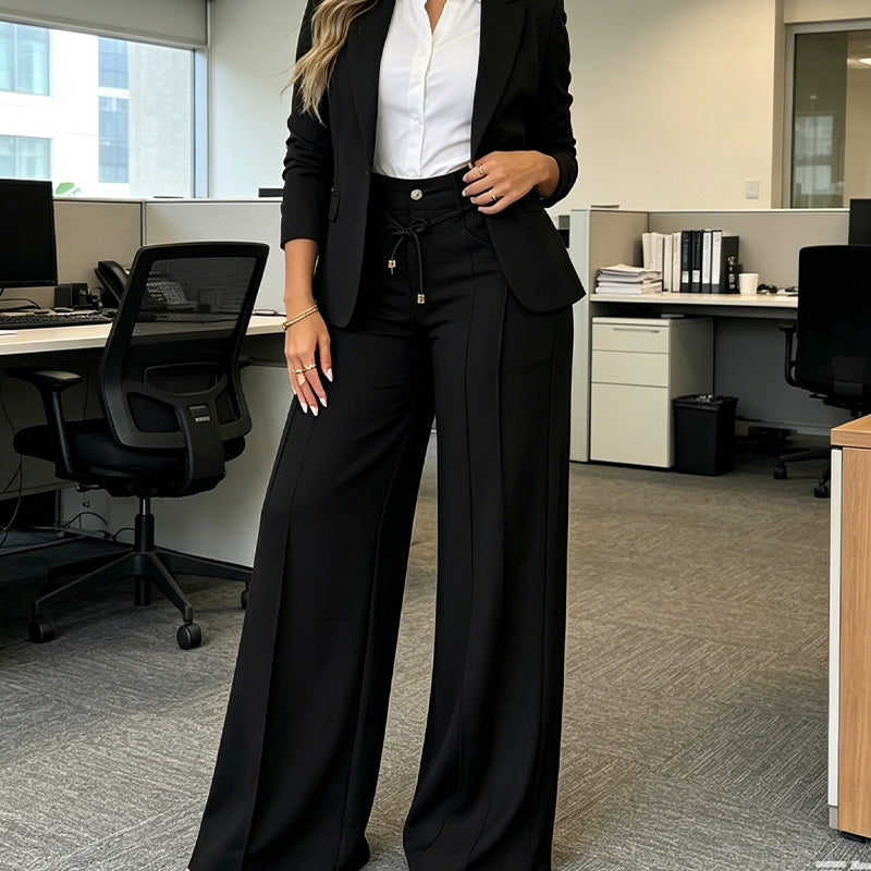 👖 OFFRE À DURÉE LIMITÉE : -50 % ! 💥 Pantalon droit taille haute pour femme avec couture sur le devant et dos élastiqué – Élégant, confortable et polyvalent ✨