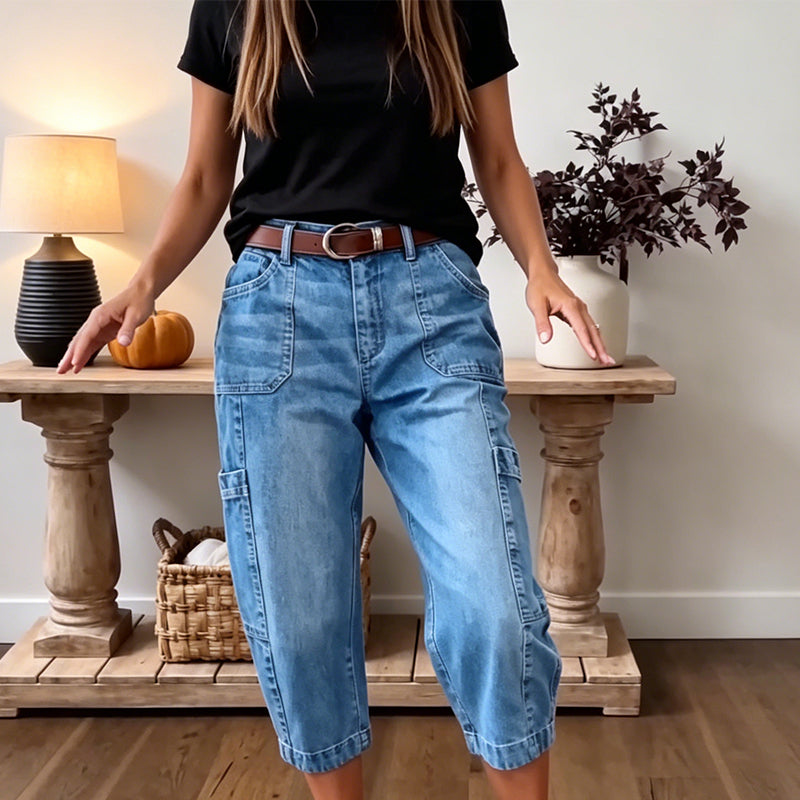 Jean décontracté stretch pour femme, coupe raccourcie – confortable au quotidien