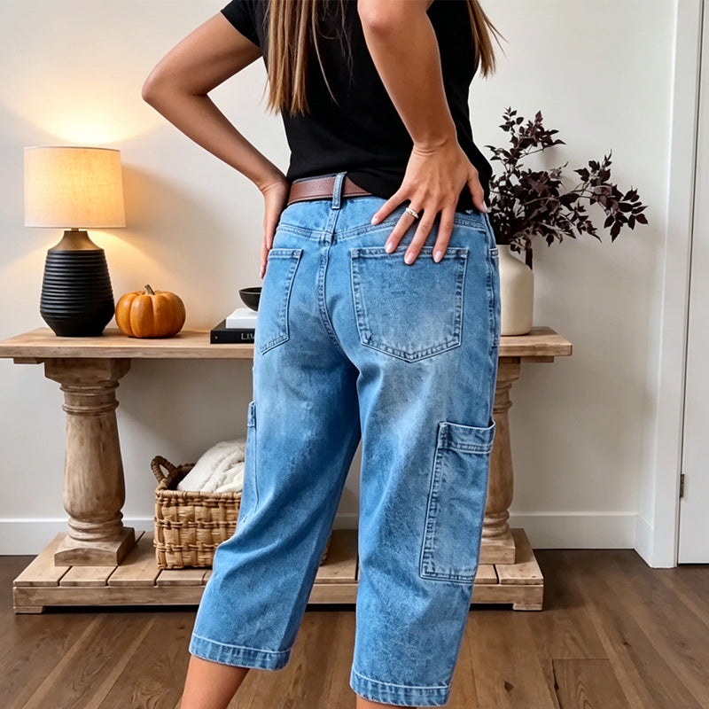Jean décontracté stretch pour femme, coupe raccourcie – confortable au quotidien