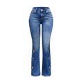 ⏰ Dernier jour des soldes – 50 % de réduction 💃 Jean flare taille haute effet usé pour femme