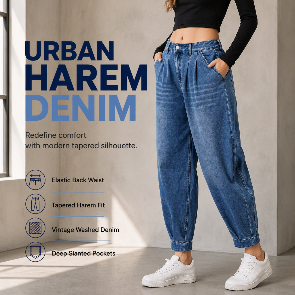 ⏰ Dernier jour des soldes : -50 % sur les pantalons sarouel en denim taille haute pour femmes 💃