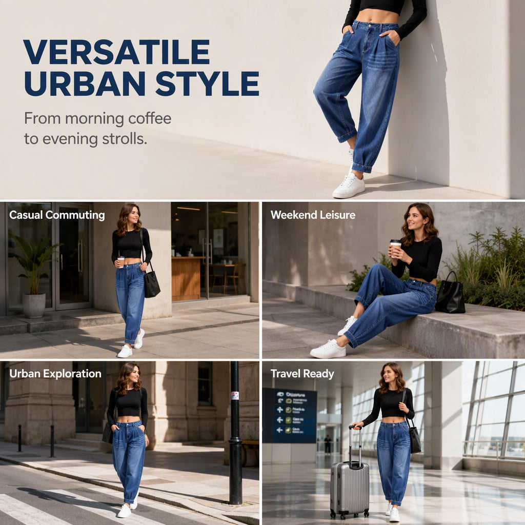 ⏰ Dernier jour des soldes : -50 % sur les pantalons sarouel en denim taille haute pour femmes 💃