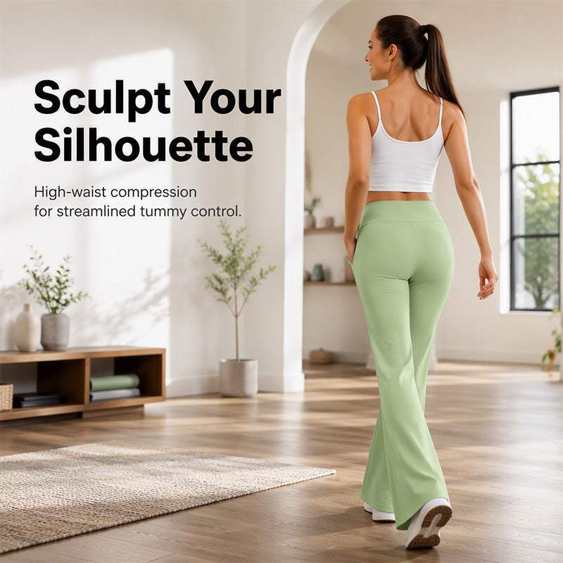 Pantalon de yoga évasé taille haute