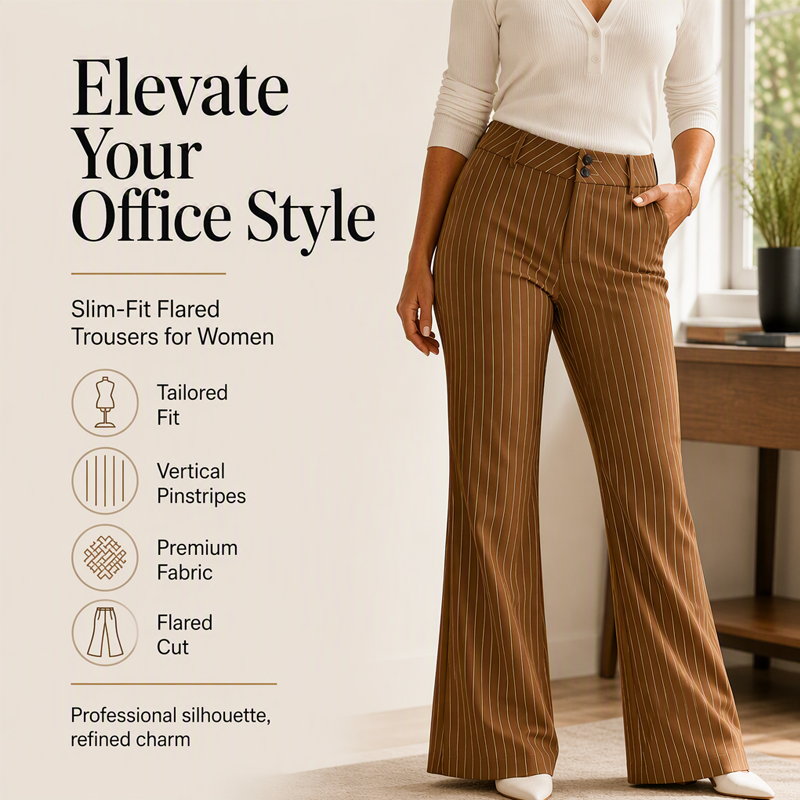 👖 Pantalon évasé rayé pour femme – Coupe flatteuse et élégance sans effort