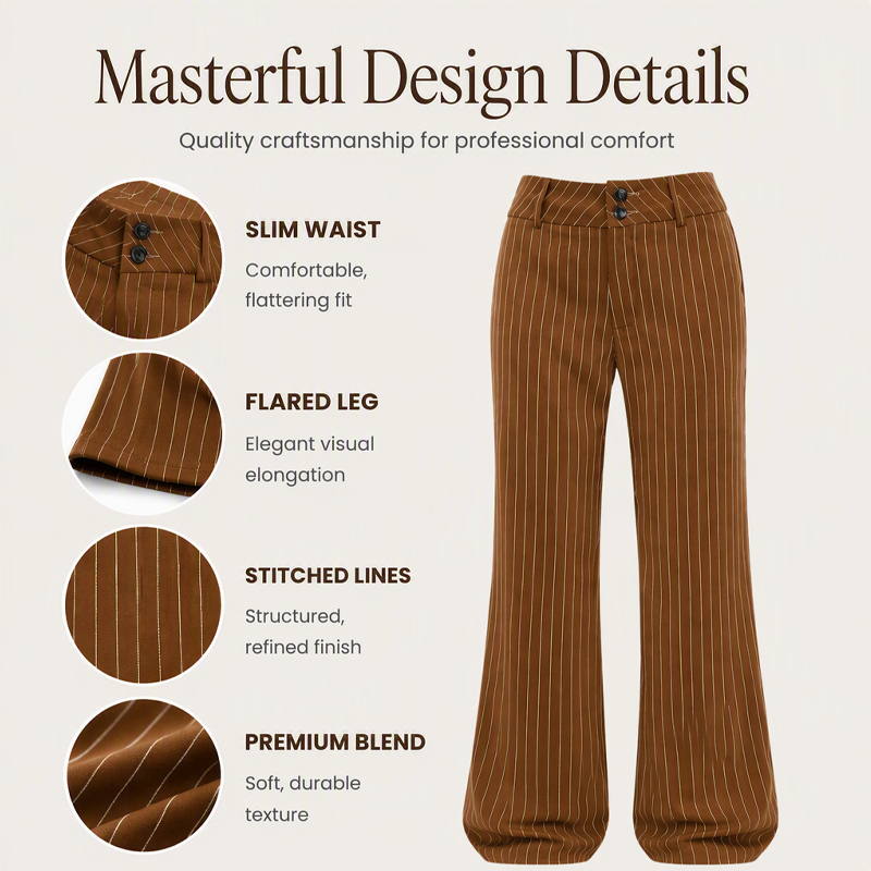 👖 Pantalon évasé rayé pour femme – Coupe flatteuse et élégance sans effort
