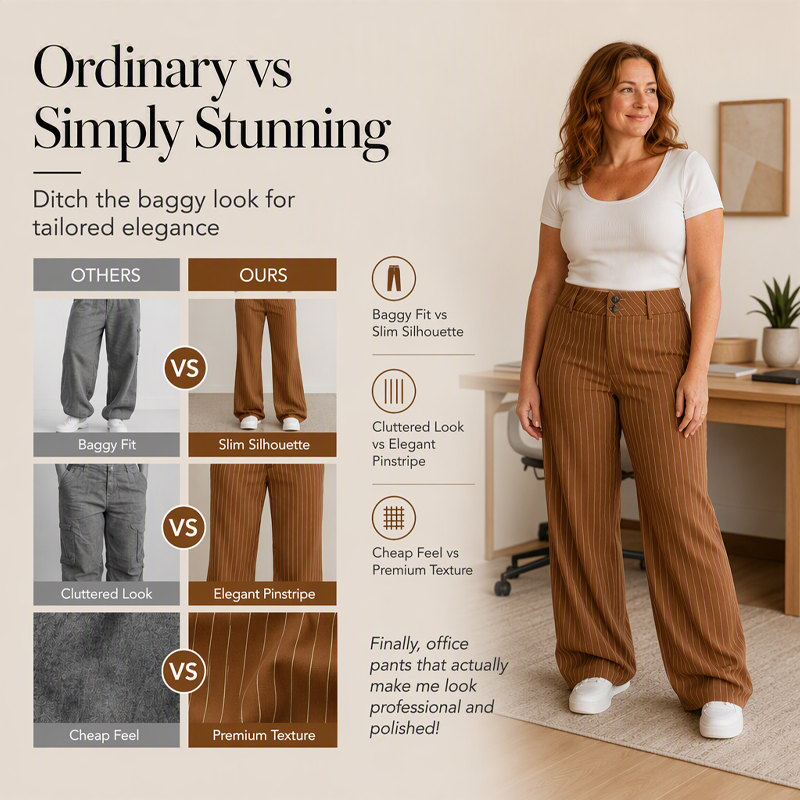 👖 Pantalon évasé rayé pour femme – Coupe flatteuse et élégance sans effort