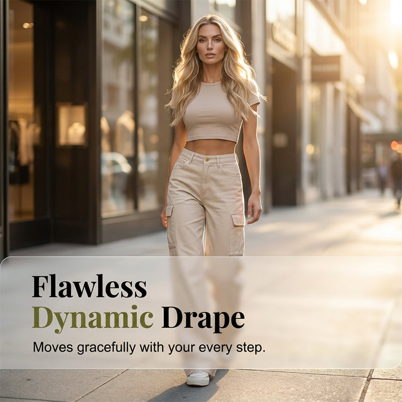Pantalon cargo pour femme taille haute à jambes larges avec poches utilitaires