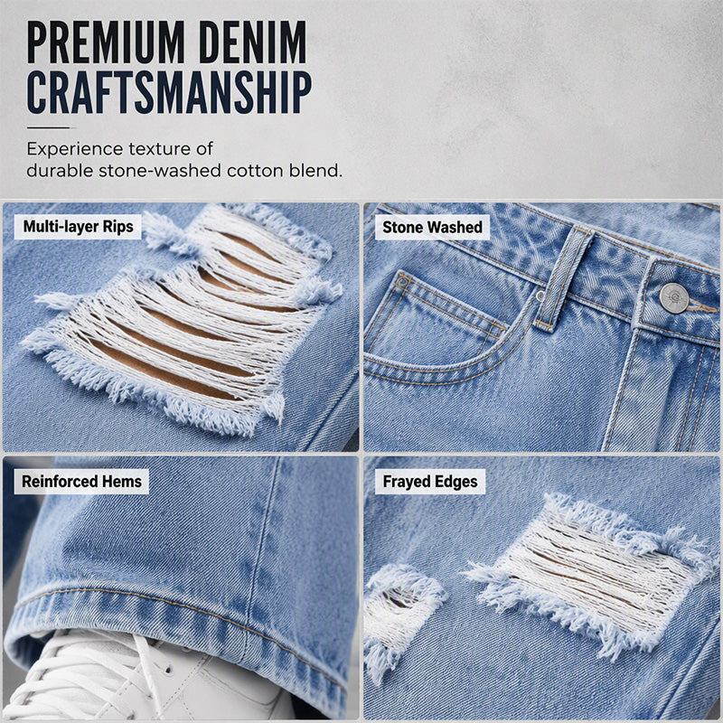 ✨ Jean femme taille haute flatteur, coupe large et effet usé