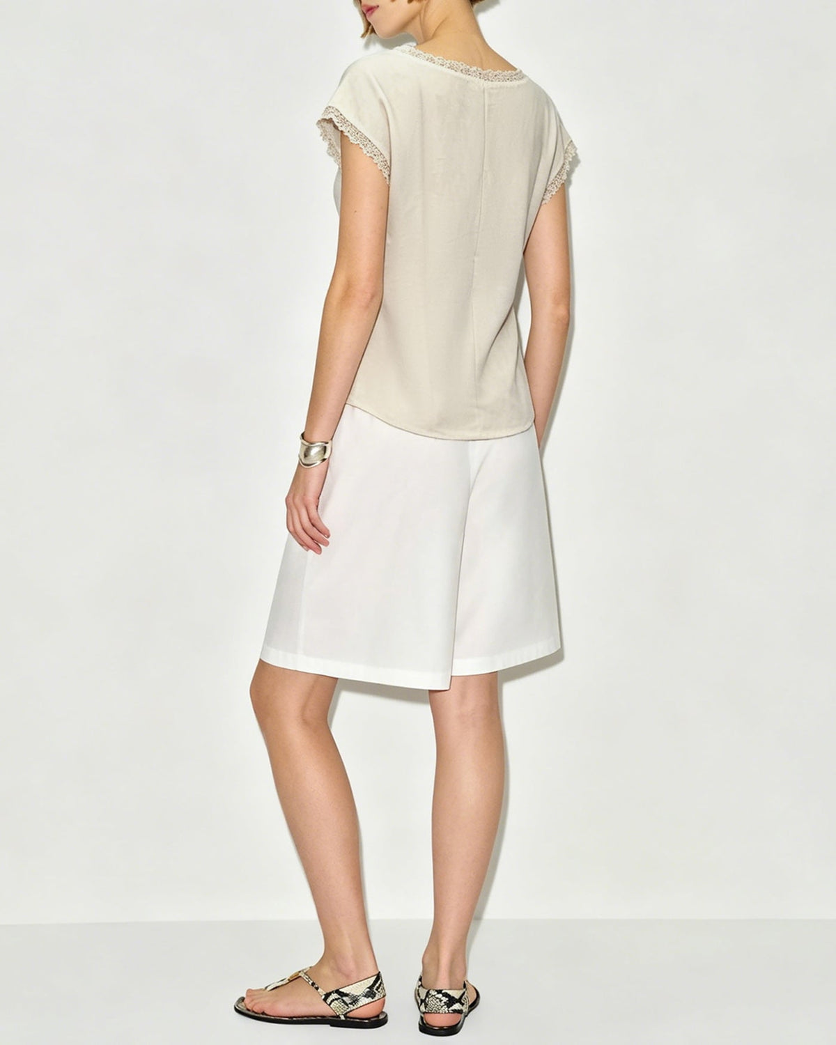 Débardeur Col Bateau Abricot à Empiècements
