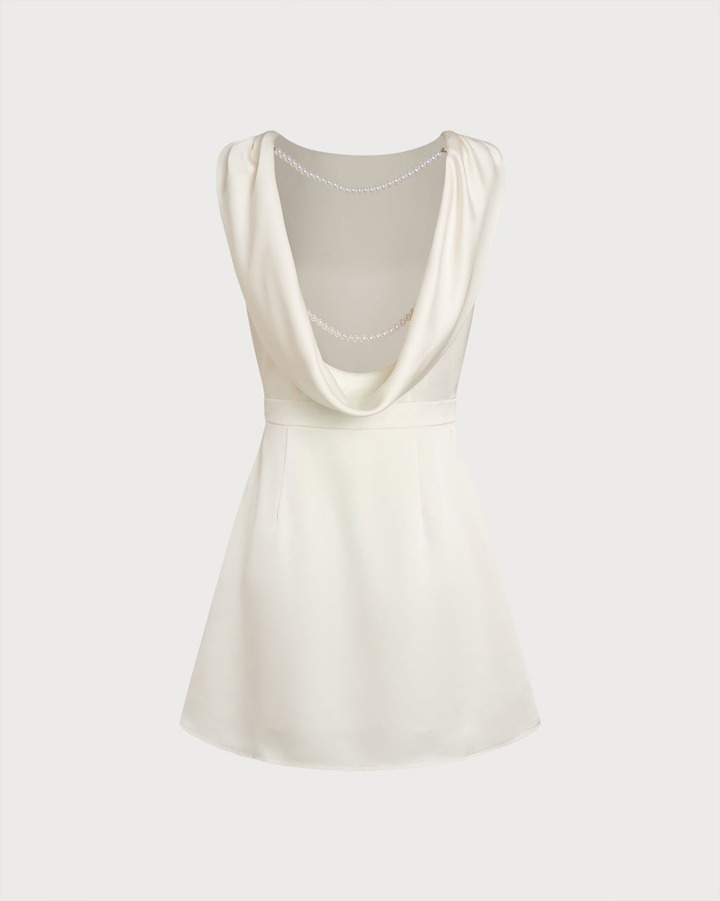 Robe Courte Perlée Abricot Col Bateau