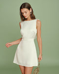 Robe Courte Perlée Abricot Col Bateau